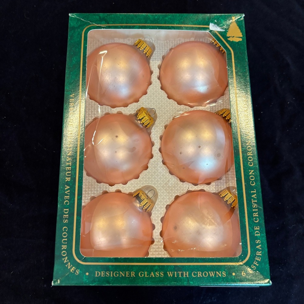Christmas by Krebs Vintage Satin Blush Pink Glass Ornaments Blush Set of 6